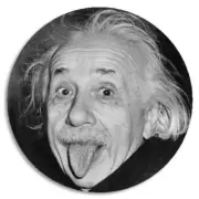 Albert Einstein Tongue - Circle Sticker Decal 3 Inch - Funny Joke Humor