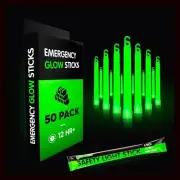 Individually Wrapped 12 Hour Glow Sticks for Camping & Survival Gear - 50 Pack