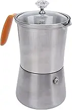 Coffee Carafe Tea Pot, Stainless Steel Portable Hand Pour Coffee Pot with Glass Lid Heat Handle, Milk Butter Warmer Pot for Italian Coffee Milk Tea (300ML)