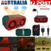 Solar Motion Sensor Sound Alarm Outdoor Dual Speaker 2*129db LED Strobe Light AU