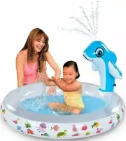 Inflatable Dolphin Spraying Pool - Outdoor Splash Play Pool For Kids & Toddles