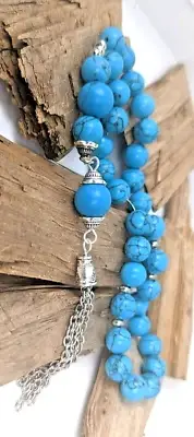 Tasbih Worry Beads Komboloi Turquoise stainless steel chain JCE27A