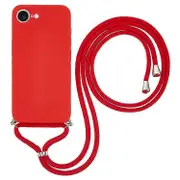 Compatible For iPhone 16e Case Flexible TPU Fiber Lining Anti-Shock Crossbody Phone Cover Red