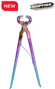 Rekhi 12'' Farrier Hoof Nippers Rainbow Plasma Coated Pre-Loaded Spring Horse...