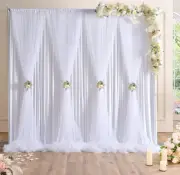 White Tulle Backdrop Curtains for Baby Shower Wedding Photo Drape Sheer 10x10
