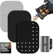 INFRAOVENS Reusable Liners for Ninja DoubleStack 2-Basket Air Fryer, Accessories for SL201 SL401 Basket Protectors for 8qt, 10qt XL 6-in-1 Double Stack Airfryer, Easy to Clean Mats for Compact Design