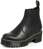 [Dr. Martens] Women's Rometty Fashion Boot, Black Burnished Wyoming, 10