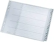 Register Leitz 23,8x18cm Plastik A-Z: LEITZ Plastikregister A-Z aus PP-Folie, 20-teilig, grau, halbe Höhe