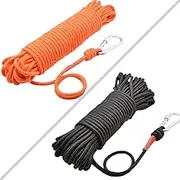 Magnet Fishing Rope with Carabiner - All Purpose Nylon High Strengte Cord Safety Rope - 65 Feet - Diameter 6mm/8mm - Approximately 1/4" / 1/3"