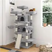 68 Inches Multi-Level Cat Tree for Large Cats - Big Cat Tower with Condo, Plush Perches, Sisal Scratching Posts, and Hammocks