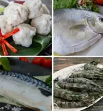 【有魚生鮮】 金鑽禮盒 大金鯧、澎湖花枝丸、挪威薄鹽鯖魚、天然大草蝦