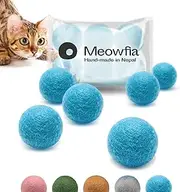 MEOWFIA Wool Ball Toys - 6-Pack of Safe for Cats and Small Dogs Balls - 1.5 Inch Felted Wool Cat Toy and Dog Toy - Perfect with Cat Cave - Silent - Mini Tennis Balls - (1,5in/Aquamarine)