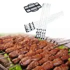 Stainless Steel 10pcs Grill Kebab Barbecue Skewers Reusable