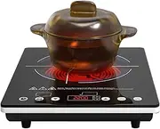 Home 2200w Ceramic Hob 9 Power Levels Electric Cooktop Portable Induction Cooktop Hot Plate with Slide and Touch Control 8 Preset Cooking Modes 4-Hours Timer Lock and Overheat Protection