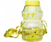 Plastic Fruit Juice Water Bottle Milk Cartoon Shaker Bottle, 16Oz/480Ml Transparent Portable Leak Proof Travel Drinking Bottle For Kids & Girl & Adult,Yell