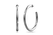 Silver Open Cut C-Hoop Earrings