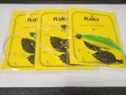 3 NJ Hand Tied 2/0 English Hook w/Green-Yell. Bucktail Fluke/Summer Flounder Rig