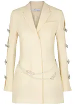 Mach & Mach Ivory Bow-embellished Wool Blazer Dress - White - 10 10