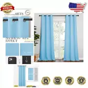 Luxurious Light-Blocking Blue Curtains - 95" Long, Machine Washable Set of 2