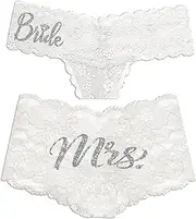[RhinestoneSash] Bride Panties Wedding - Bride Panties for Women - Bachelorette Party Bridal Shower Lingerie