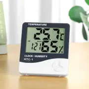 Digital Thermometer Humidity Meter Room Temperature LCD Hygrometer With Clock
