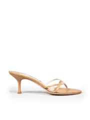 Beige Leather Thong Sandals