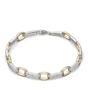 Pave Diamond Link Bracelet in 14K White and Yellow Gold, 0.75 ct. t. w.