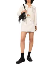 Maje Short Topstitched Knit Skirt