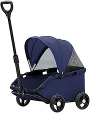 Fenteer Pet Stroller Pet Trolley Dog Cat Stroller 4 Wheels Folding for Dogs Kitten, Blue