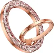 DUEDUE Magnetic Phone Ring Holder Compatible with MagSafe Bling Phone Grip with Adjustable Stand Holder Finger Grip Kickstand 360° Rotation for iPhone 16 Pro Max 15 14 13 12 Pro/Plus/Mini, Rose Gold