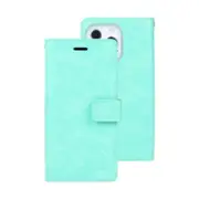 iPhone 14 Pro Max Flip Wallet Case Cover with Metal Snap-On Fastener - PU Leather & TPU Featuring Front Cover, Multiple Card Holder Slots & Shock Resistance - Mint