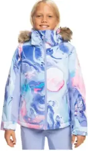 $159.9 Roxy Girls American Pie DryFlight Snow Jacket, Azure Blue Landscape, 14XL