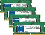 16GB (4 x 4GB) DDR4 2666MHz PC4-21300 260-PIN SODIMM MEMORY RAM KIT FOR LAPTOPS