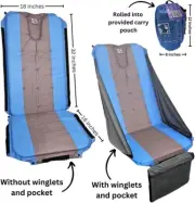 Jet Smart Self-Filling Seat Cushion Pad with Pocket & Privacy Wings Packable