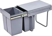 Pull Out Bin 40L Twin Cabinet Kitchen Waste Dual Slide Out Rubbish Garbage Trash Grey 2x20L