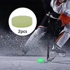 2Pcs Ice Hockey Puck Glow in The Dark Light up Green Portable Hockey Balls
