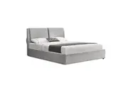 Design Square Modern Designer Fabric Gas Lift Bed Frame W/ Headboard Queen Size - Light Grey