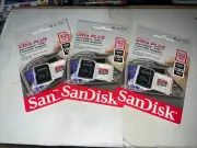3 SanDisk Ultra PLUS 32GB 130MB/s MicroSDHC UHS-I Card with Adapter Memory Card