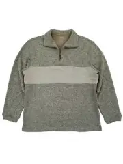 Haggar Mens Beige Fleece Quarter-Zip Pullover Sweater Jacket
