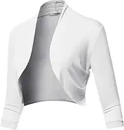 [SSOULM] Women's 3/4 Sleeve Open Front Bolero Shrug Cardigan with Plus Size