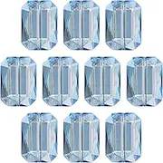 uxcell 10Pcs Rectangle Crystal Glass Beads, Faceted Glass Beads Clear Loose Craft Flat Square Shape Spacer Bead for DIY Bracelet Necklace Keychain Making, Blue
