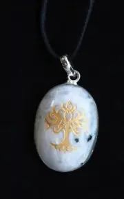 Moonstone Necklace Tree of Life Pendant Natural Crystal Gemstone Heal Protection