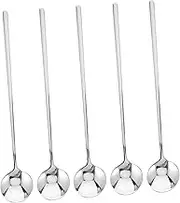 PEPLAYTAL 5 Pcs Long Handle Dessert Spoon Mixing Spoons for Coffee Ice Cake and More Kitchen Utensils with Smooth Finish Japanese Style