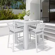 Santorini Outdoor Aluminium Square Bar Table with 4 Bar stools - Outdoor Aluminium Dining Settings