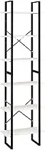 White Storage Shelf 60x30x210 cm - Solid Pine Wood & Metal Shelving Unit for Home, Office, Garage - Sturdy & Space-Saving Organizer