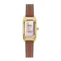 在飛比找PChome24h購物優惠-【COACH】Cadie系列 金框 粉色貝殼面 方型腕錶 棕