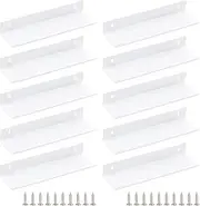10Pcs Concealed Cupboard Handles, Drawer Pull, White Concealed Handles, Mount Finger Edge Pull, for Home Kitchen Door Drawer Cabinet (120mm Total Length)