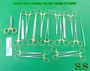 29 PCS GOLD HANDLE FELINE CANINE STUDENT DISSECTION SPAY PACK KIT + BLADES #12