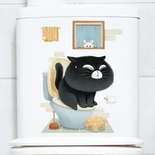 可愛搞笑馬桶蓋子貼紙浴室瓷磚水箱裝飾自粘防水貼畫墻貼寢室布置