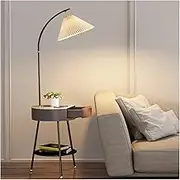 Indoor Floor Lamps Floor Lamp with Table, Foor Lamp with Drawer, Side Table with USB Charging Port, Modern Bedside Nightstand End Table for Living Room, Bedroom,Guest Room Standing Lamp(Black)